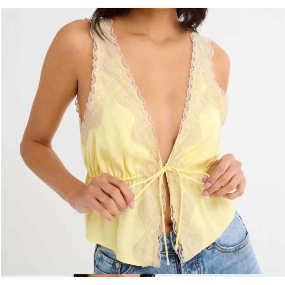 Rumored Yellow Lace Trim Tank Top